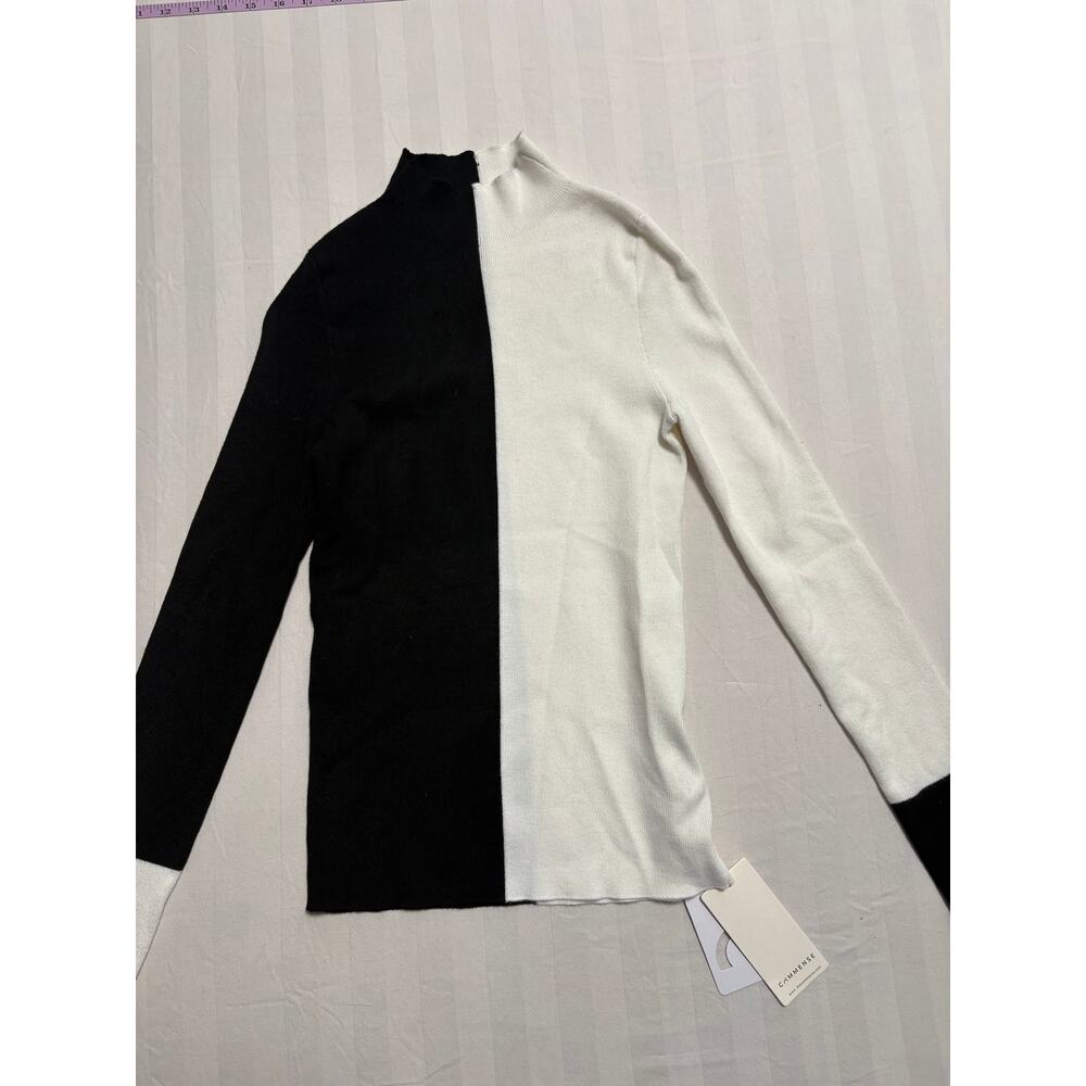 Commense Black and White Colorblock Long Sleeve Top